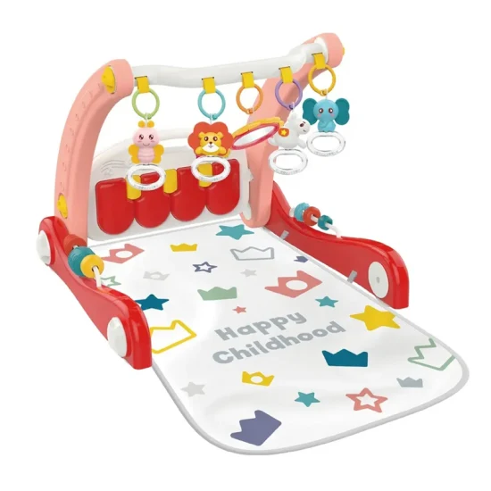2 in 1 Multifunctional Walkers Folding Fitness Infant Baby Musical Lighting Toys Children Kids Intellectual Educational Baby Mat with Piano