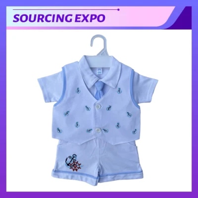 3 in 1 Baby Wear Set with Tie and Embroidary