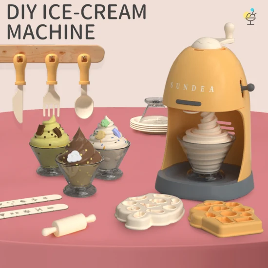 DIY Ice Cream Machine Color Mud Set Creative Kids Air Dry Clay Toys Rich Tool Accessories Educational Play Dough Toy Color Clay